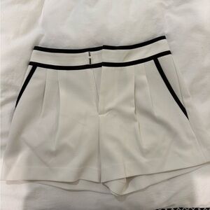Alice + Olivia High Waist White Shorts with Black Accents